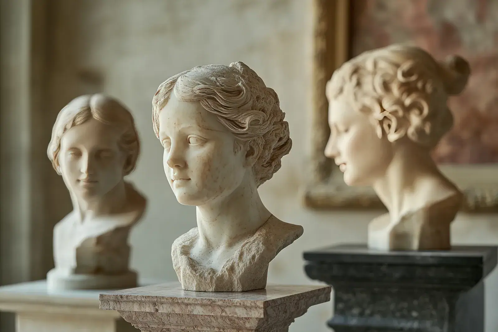 Skulpturen und Statuetten aus verschiedenen Materialien